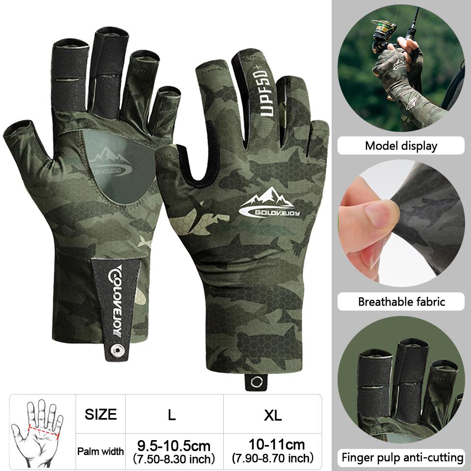 

1Pair Summer Shade Fishing Gloves Ice Silk Breathable Anti-Slip Wear-Resistant Half-Finger Gloves Outdoor Fishing Unisex L