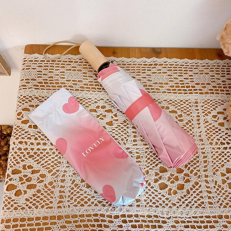 Original Pink Gradient Ins Umbrella Sunny and Rainy Dual-Use Female Automatic Foldable Sun Protection UV Protection Sun Umbrella