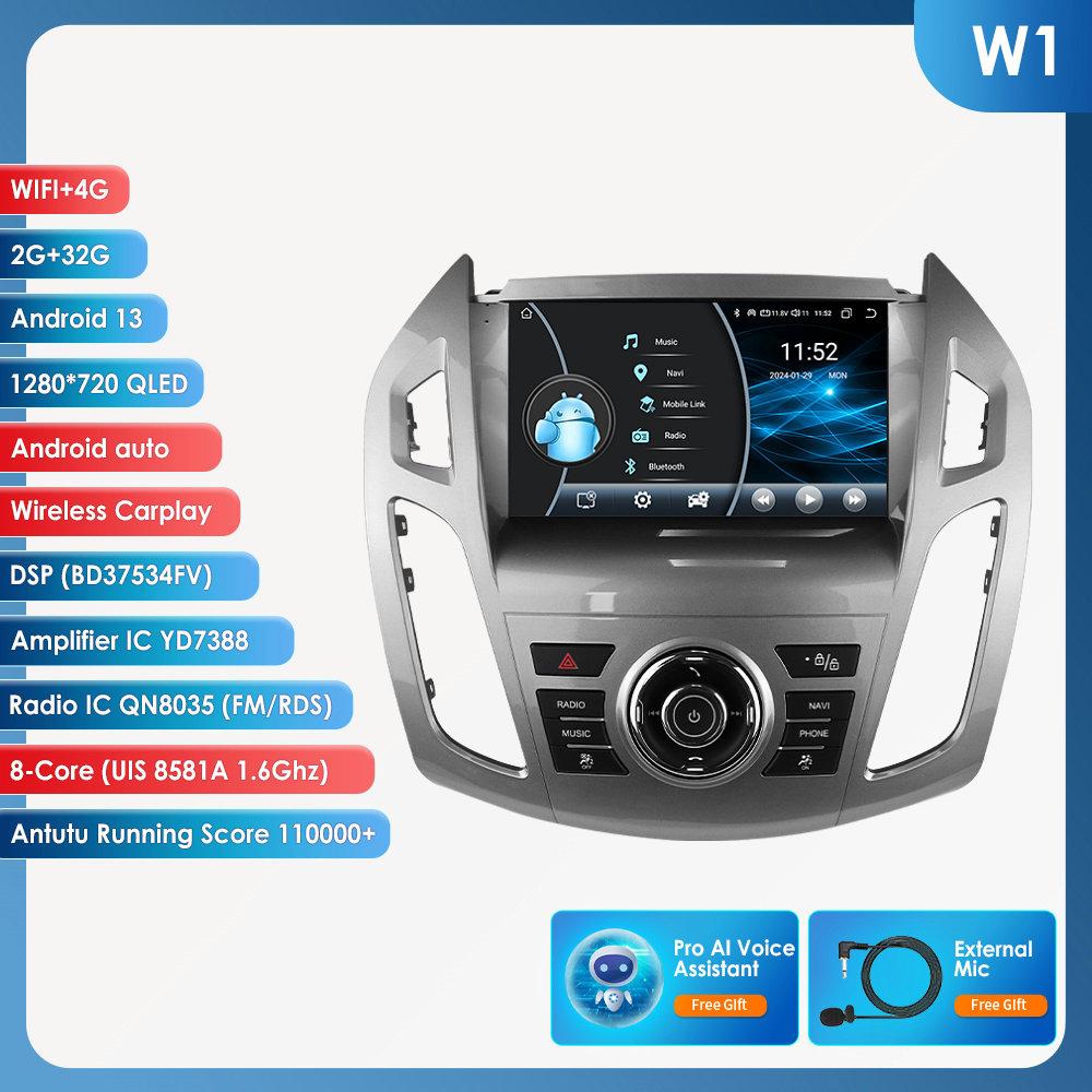 OSSURET Rádio de Carro 9 polegadas Carplay 4G 2 Din Android 13 para Ford Transit Connect 2013 - 2018 Ford Tourneo Connect Multimídia Vídeo GPS Tela Inteligente