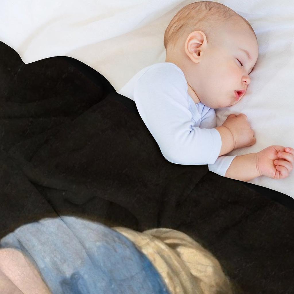 Girl with a Pearl Earring Throw Blanket Furry Soft Plush Plaid Thin funny gift Blankets