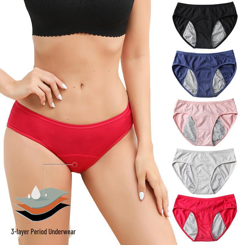 European & American Multi-color Mesh Breathable Mid-High Waist Leak-Proof Menstrual Period Underwear for Women