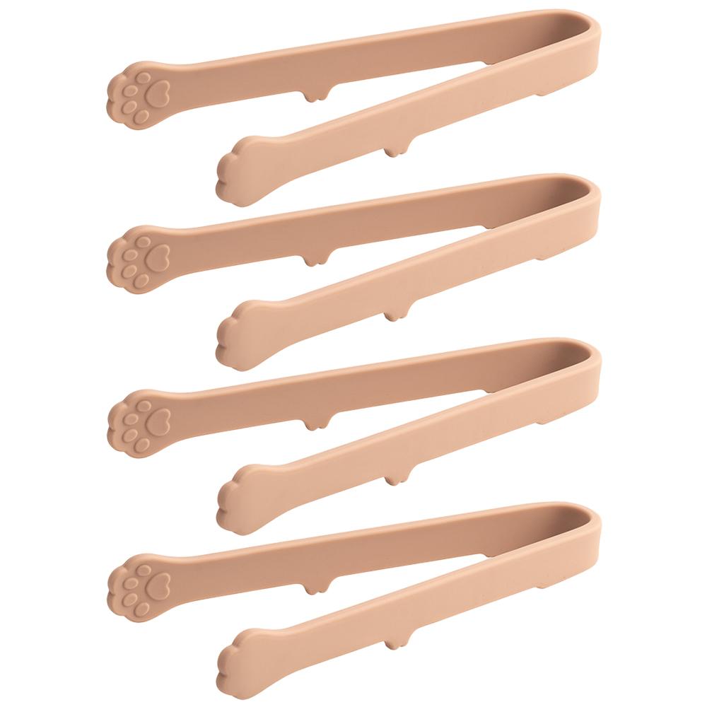 4Pcs/Set Creative Silicone Mini Snack Food Tongs Non-slip Handles BBQ Bread Ice Cube Fruits Clip Kitchen Accessories