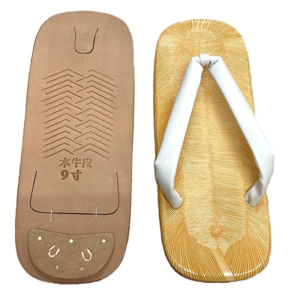 Asakusa Geta Sandals with White Straps and Cowhide Soles Kimono and Japanese Shoe Men's Japanese-Made (For Yukata) (White, Sizes, Adult, Alphabet, L)