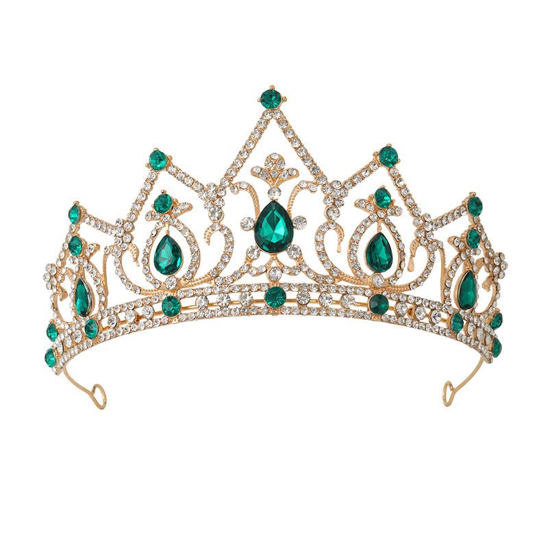 European Style Wedding New Style Tiara Inlaid with Rhinestone Crystal Bridal Round Alloy Inlaid Diamond Crown Baroque
