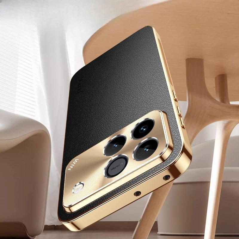 Plating PU Leather Texture Lichee Pattern Cover For Huawei Honor Win RT Shockproof Lens Protection Phone Case For Honor Win RT