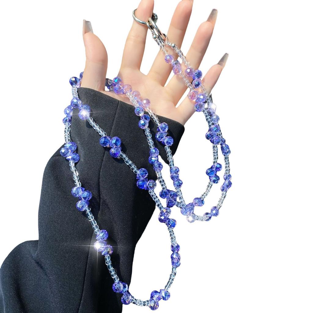 Phone Chain Crossbody Crystal Beads Long Chain Can Be Carried on Back Simple Shoulder Handmade Chain Ins Water Drop Beads Bag Hanging