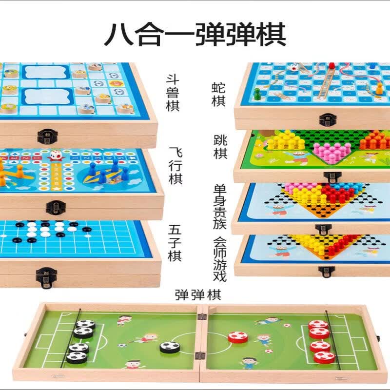 8-in-1 Wooden Multi-Game Board Set