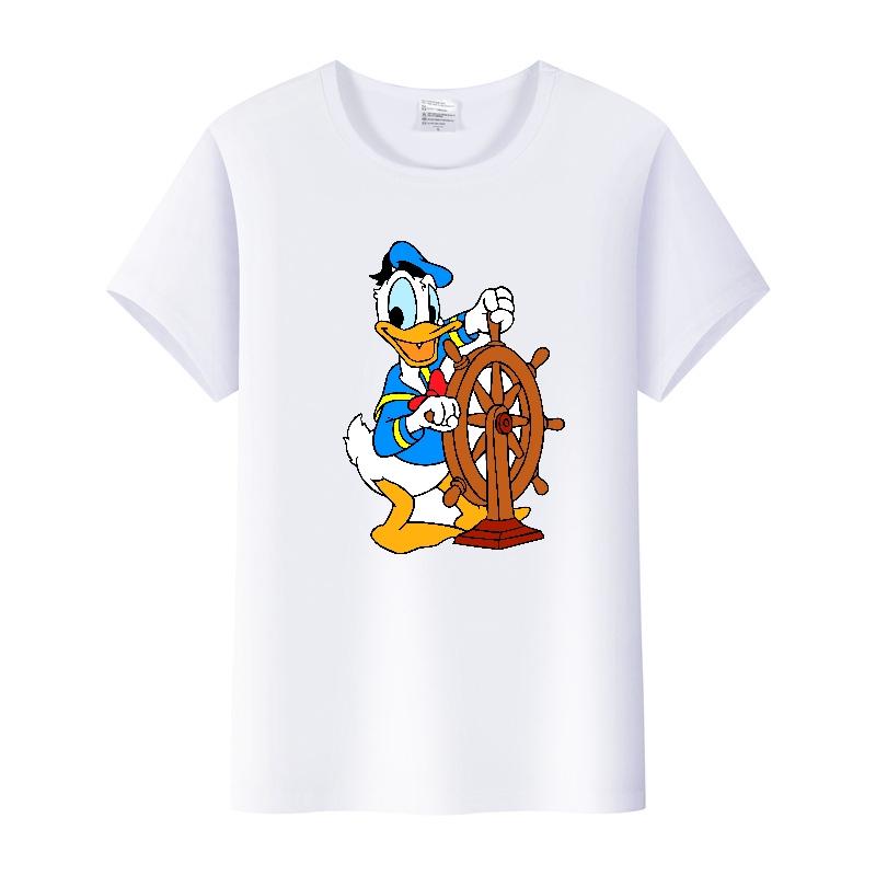 Kawaii Donald Duck Plus Size Tee Ladies Graphic Clothes Summer Women Short Sleeve T-shirt Disney Cartoon Men Tshirt Female Tops
