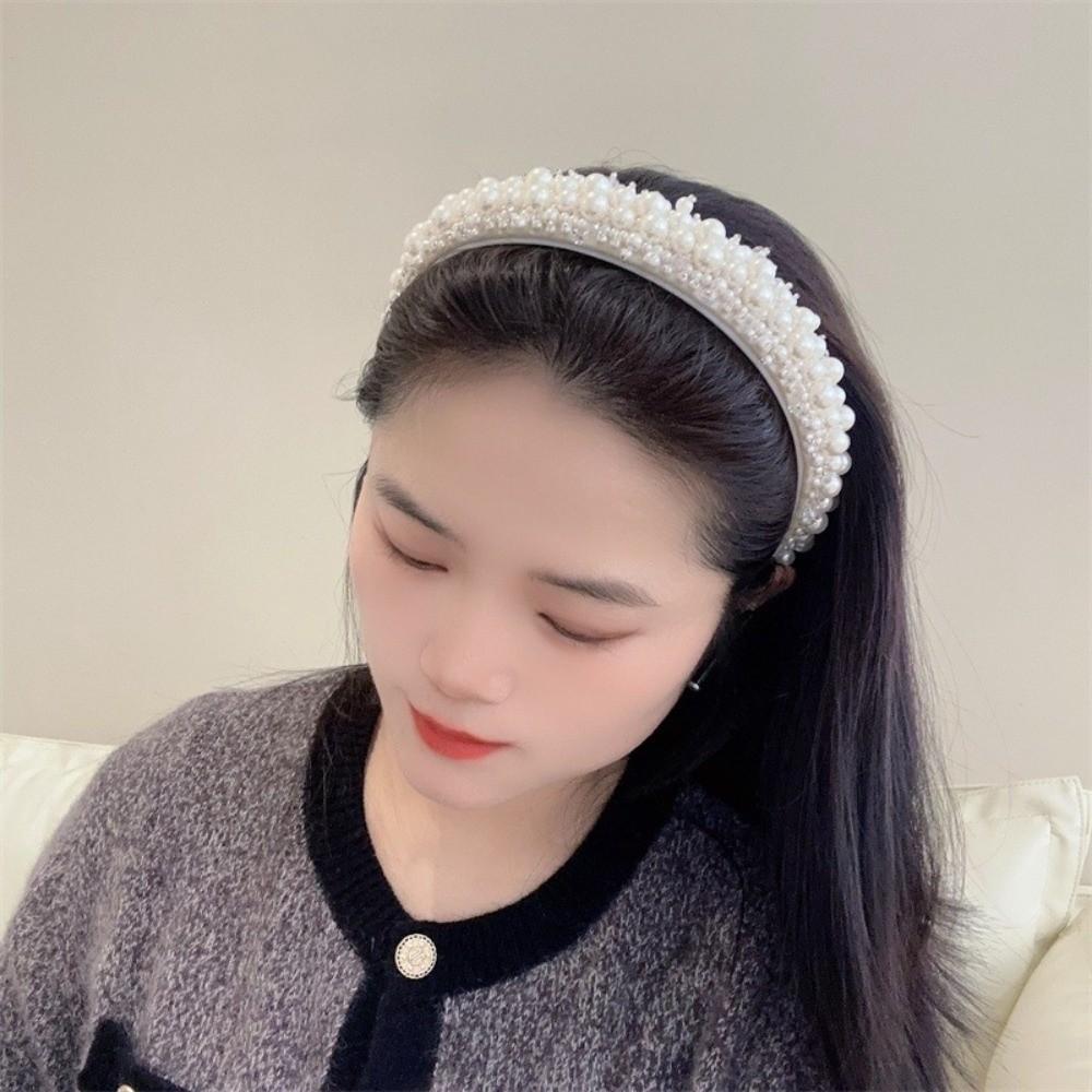 Large Pearl Headbands Baroque Women Hairbands Headwear Bridal Hair Hoop  Party