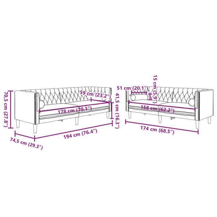 VidaXL Ensemble de canapé Chesterfield et traversins 2 pcs gris foncé, canapé, siège de canapé, canapé relax, canapé 3209292