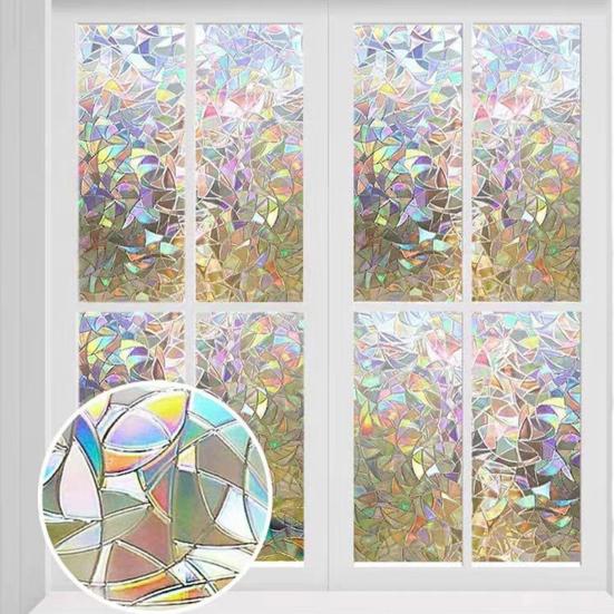 1 Roll Sun Catcher Window Sticker PVC Privacy Protection Rainbow Crescent Moon Glass Covering Cling Static Window Decoration Film Decal