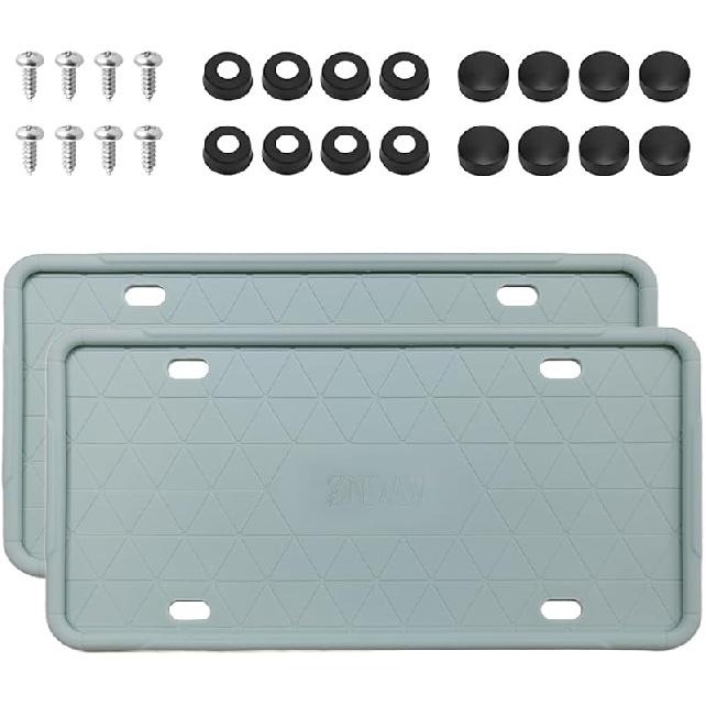 Silicone License Plate Frame, Rust-Proof Rattle-Proof Front Back License Plate Cover With Drainage Holes, Weather-Proof Car Plate Bracket Holder With
