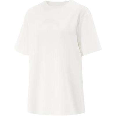 Li Ning Solid Color Round Neck Comfortable Breathable Versatile Short Sleeve T-Shirt Women Tops Off-White ATSV134-2