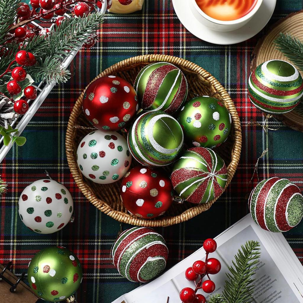 Christmas Decorations 6cm 12pcs Painted Plastic Balls Christmas Tree Pendants