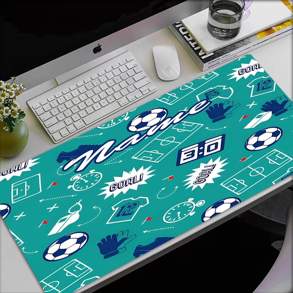 Custom Name Soccer Theme Mouse Pad, Non Slip Rubber Base, Multifunctional Office & Home Decor, Perfect for Workspace Personalization.