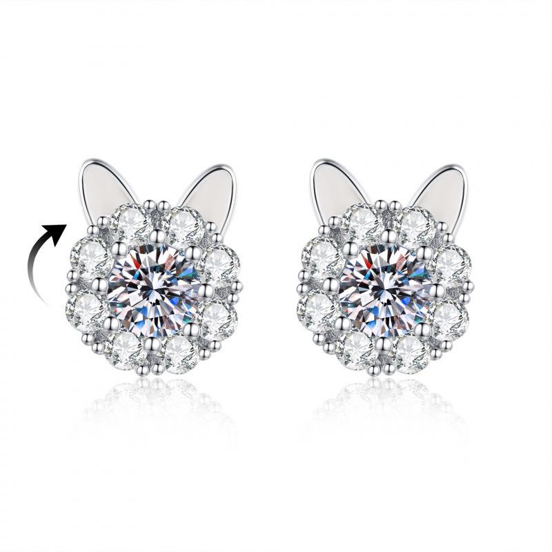 Zhuanzhuan Lucky Cat Adjustable Zircon Ring Set - Elegant Women's Light Luxury Jewelry