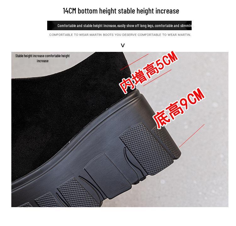 Botas Femininas de Cano Alto com Sola Grossa de 14cm - Outono/Inverno 2025 Plissado Irregular Cor Sólida