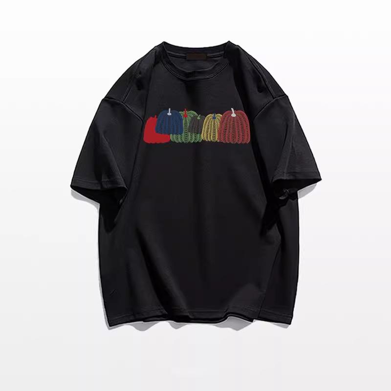 Women's Pure Cotton Black Short Sleeve T-Shirt - 2025 New Summer Style, Straight Shoulder, Loose Fit.
