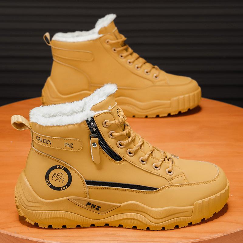 Men's shoes winter velvet high-top Martin boots men's retro thick-soled thickened thermal cotton shoes tooling shoes short boots
