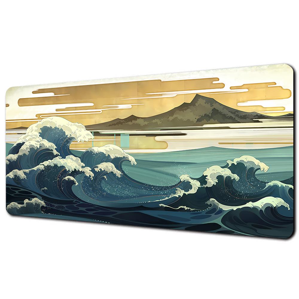 Great Wave Black Desk Mat Mousepad Japanese Art Mouse Pad Rubber Mat Mouse Carpet Table Pads Pc Mats 900x400 Office Accessories