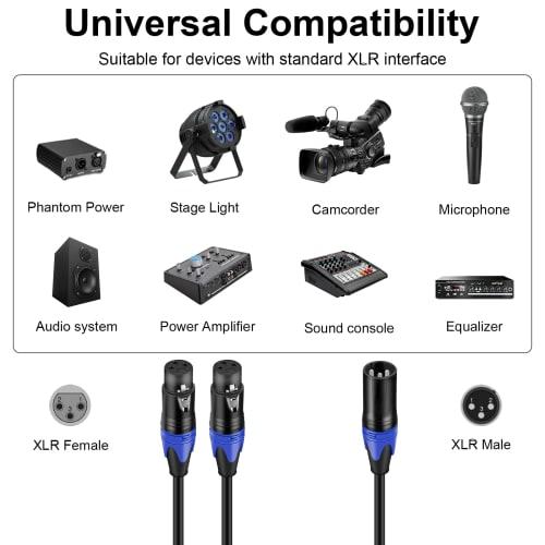 Poyiccot 30cm XLR Splitter Cable, 3-Pin XLR (Male) To 2-Female Y-Type Microphone Cable, DMX Cable Splitter Patch Cord for Microphone Recording, Profes