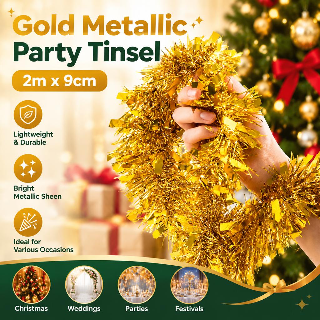 European Style Metallic Party Tinsel for Christmas and Weddings