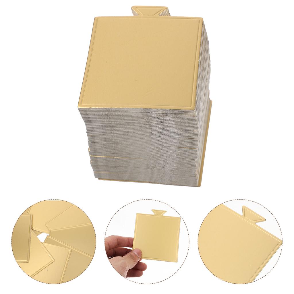 100PCS Golden Square Mini Cake Boards Cake Boards Mousse Cake Board Dessert Displays Trays Pastry Mat Paper