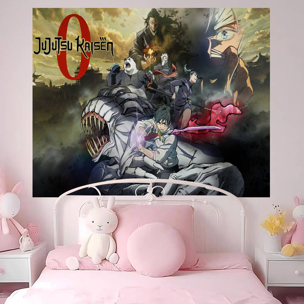 Popular Anime J-jujutsu K-kaisen Printed Large Wall Tapestry Cheap Hippie Bohemian Wall Tapestries Mandala INS Home Decor