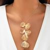 Vintage Gold Color Leaf Copper Wire Long Tassel Collar Chest Chain Necklace for Women Punk Party Choker Necklace Jewelry Gift