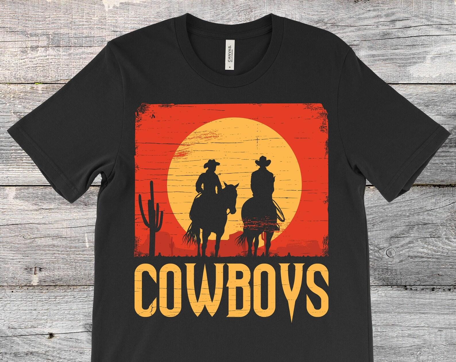 Cowboys Western Country Cowboy Vintage Retro Gifts T-Shirt, Horses Rider Farm Birthday Present, Cowboys Cowgirls Costume, Rodeo Clowns, 100
