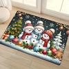 Winter Christmas Snowman Pattern Rug Bedroom Hallway Entrance Door Mat Non-Slip Stain-Resistant Rug Home Decor
