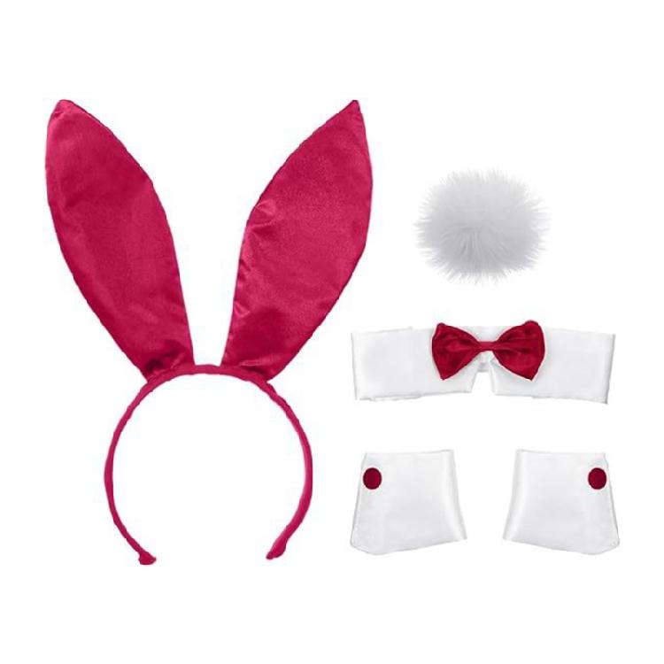 Easter Rabbit Costume Set Plush Rabbit Ears Hair Bands Rabbit Ears Headbands Bowtie Tail Set Animal Hair Hoop Set