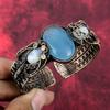 Aquamarine Bangle Copper Wire Wrapped Cuff Bracelet Handmade Adjustable Bangle Rainbow Moonstone Gemstone Cuff Copper Jewelry Gifts For Him