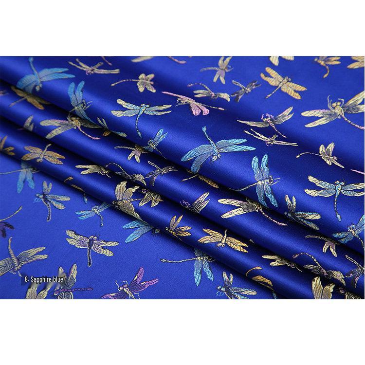 High-Density Nylon Dragonfly Jacquard Cheongsam Fabric - Chinese Silk Satin Hanfu for Children's Brocade