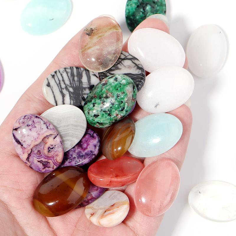 2Pcs Oval Agate Cabochon 18x25mm Natural Green Stone Spacers Pendant Ring Charm Flat Diy Jewelry Finding Materials