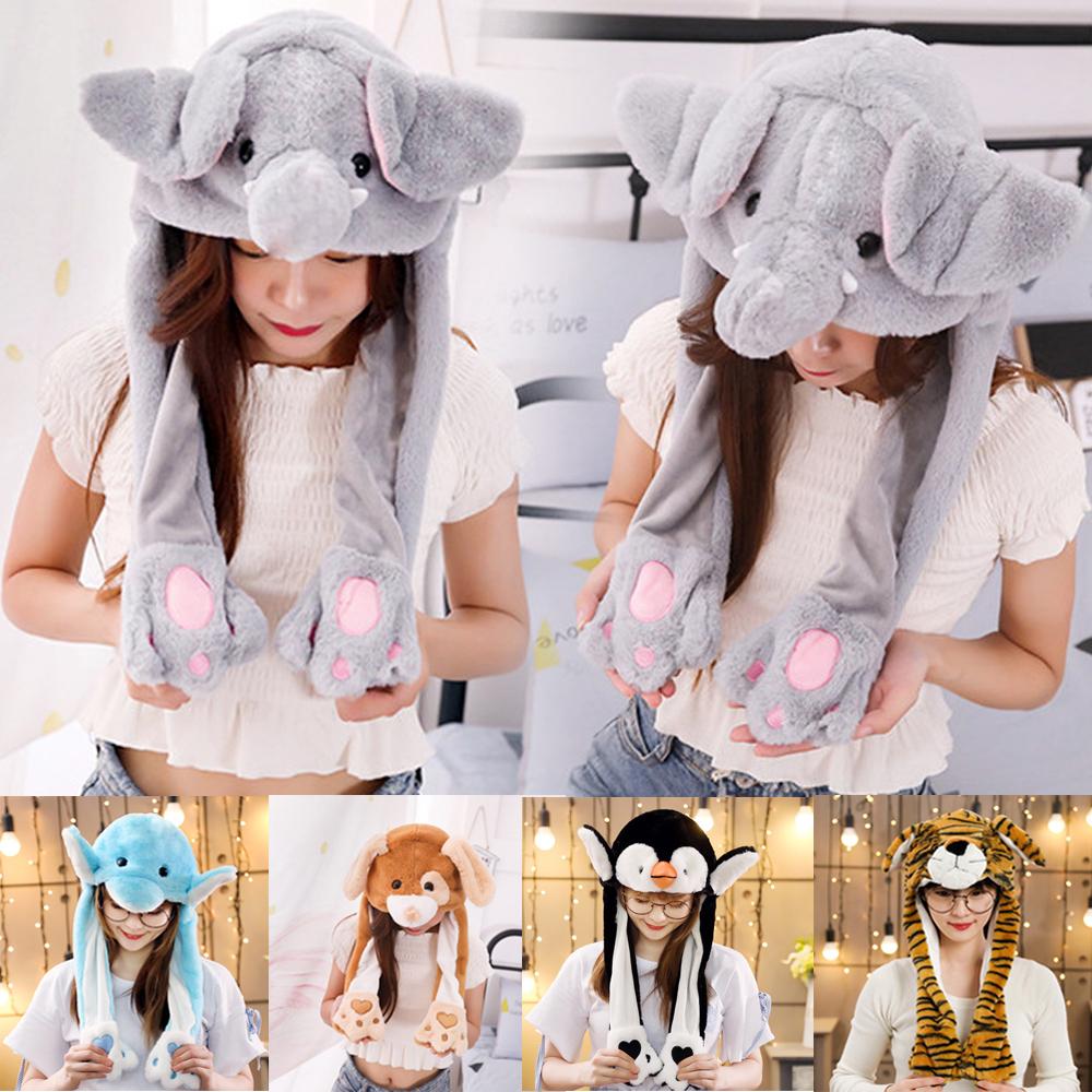 Iarnă caldă moale plus iepure ciupit Airbag animale pălărie ureche șapcă amuzantă