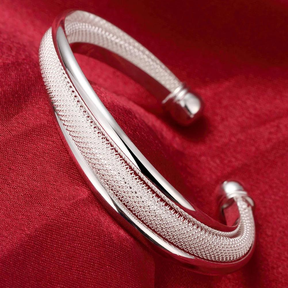 Bracciali Trendy in Argento 925 Braccialetto Charms Carini Aperti per Donne Gioielli di Moda Regolabile Dimensioni Bracciale Manicotto Festa di Matrimonio