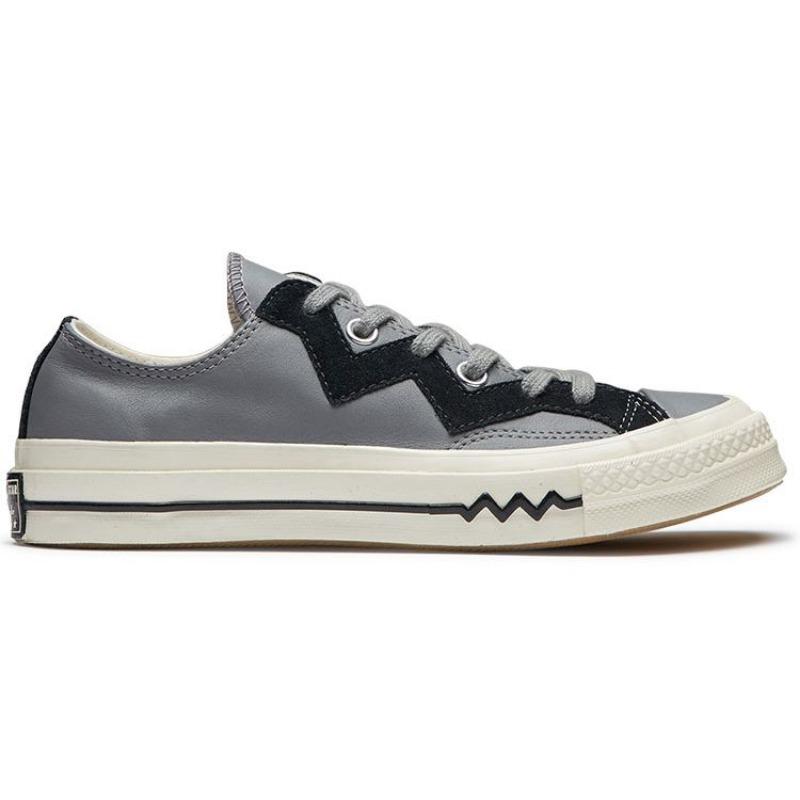 Converse Chuck 1970s Women Low Round Toe Lace-up Canvas Shoes Grey Black 566137C