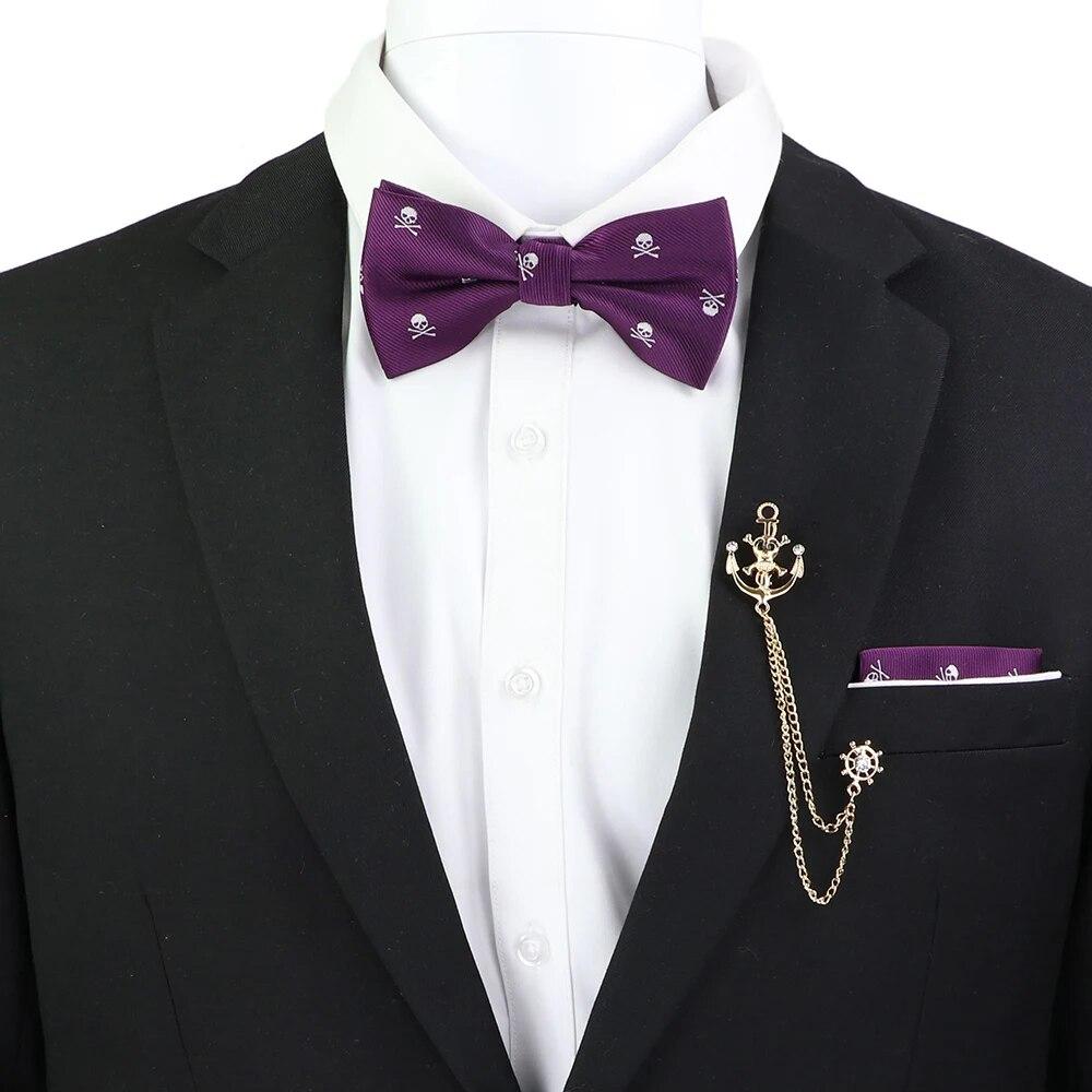 Набір краваток-метеликів, візерунок із зображенням черепа-дракона, чоловіки, платок із метеликами, брошка з китицями, весілля, вечірка на Хелловін,