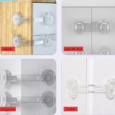 5PCS Child Safety Lock Drawer Anti Opening Lock Transparent Fridge Cabinet Door Lock Multi-functional Protection Safety Latch