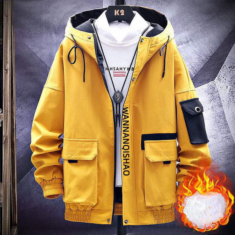 Men's Workwear Jackets, Men's Spring and Autumn Casual Korean Style Trendy Tops, Men's Hooded Student Spring Wear, Thin Men's Clothing