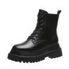 Fashion Black PU Leather Platform Gothic Thick-soled Short Ankle Shoes Winter Women Mujer Bota Camurca Cano Longo Botas De Mujer Goth