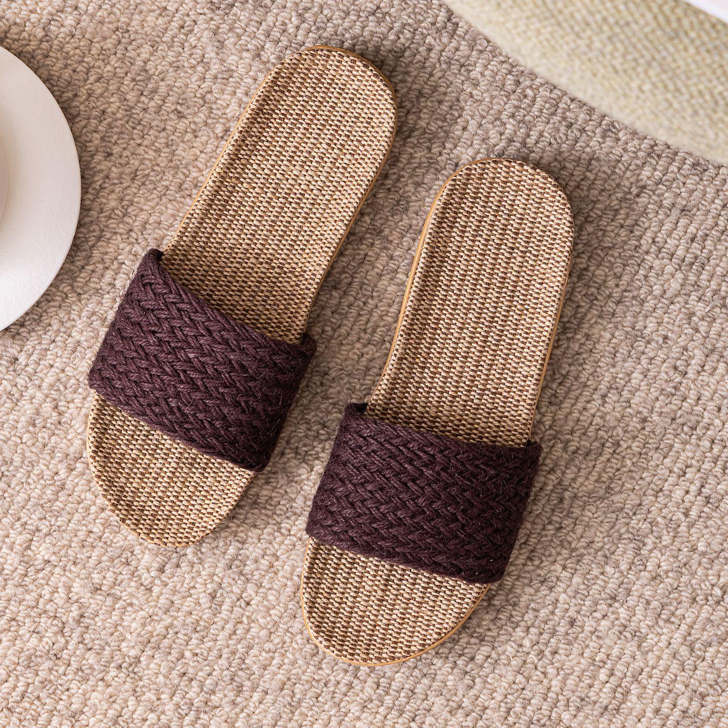 

Дышащие Нескользящие Домашние Тапочки из Хлопка и Льна 39-40