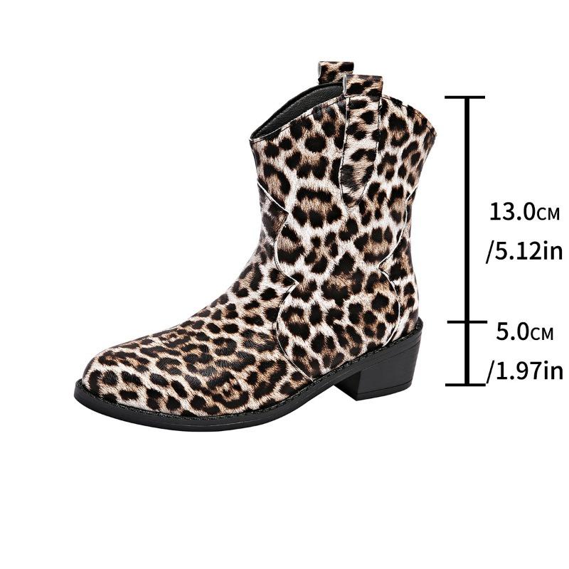 

Модные ботильоны на толстом каблуке с острым носком, детские с леопардовым принтом, на среднем каблуке, с рукавом на одной педали, ботинки Мартина большого размера 43 43