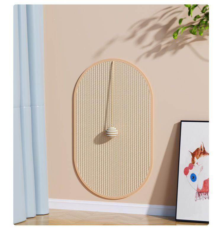 Extra-Large Sisal Wall-Mounted Cat Scratching Post - Wear-Resistant, No Flake, Protects Furniture, Includes Teaser Toy.