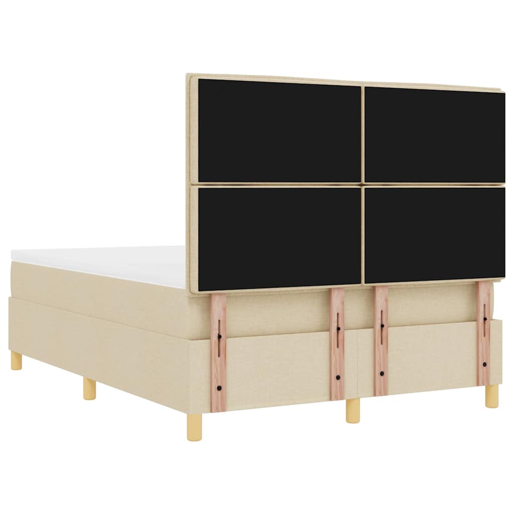 Box Spring Bed with Mattress Cream 160 x 200 cm Fabric