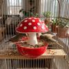 Spill Proof Bird Feeder Bowl Resin Bird Water Bowl Easy Clean Mushroom Bird Feeder  Balcony