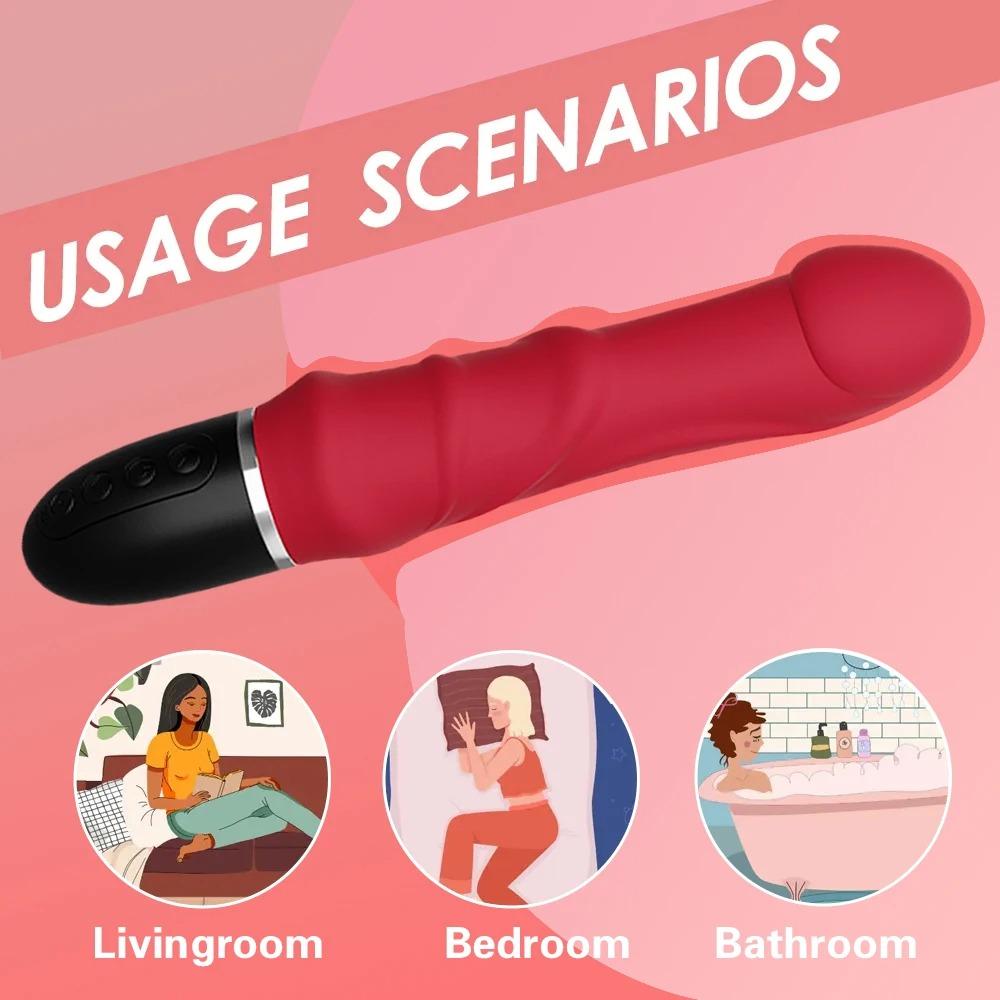 10 Modes Strong Motor Realistic Soft Silicone Dildo Vibrator - Intense G-Spot & Clitoral Stimulation Adult Masturbator for Women