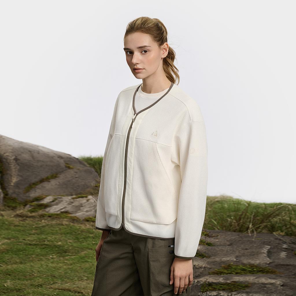 Fila Explore Fashion Minimalist Casual Outdoor Versatile Comfortable Loose Jacket Women Jackets Mother-Of-Pearl-White A11W617502FIV