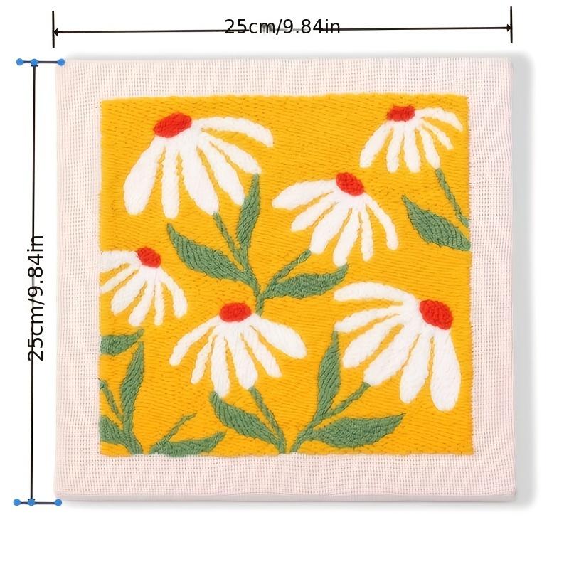 1 Set Punch Needle Beginner Kit with Adjustable Plastic Punches, Mixed Color Yarn, All Seasons Flower Theme Crafting Set, Complete Material Included